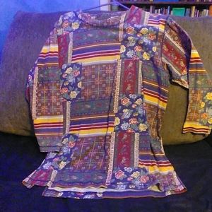 Retro multi print tunic/pullover top